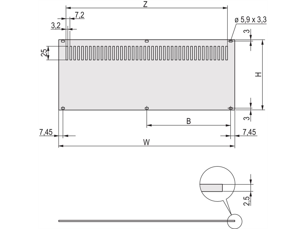 SCHROFF Rear Panel, Perforated, Unshielded, for RatiopacPRO and PropacPRO, 6 U, 84 HP