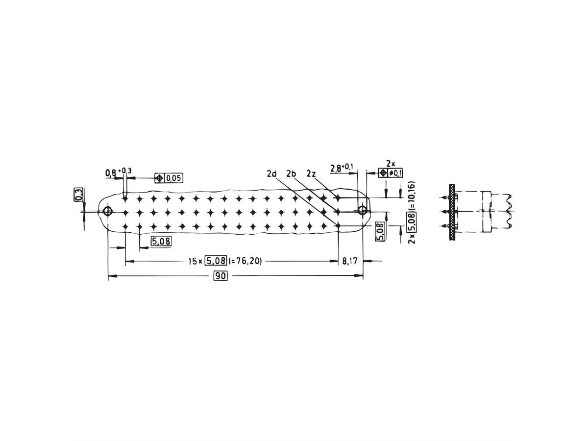 SCHROFF Stekker Type F, EN 60603, DIN 41612, vrouwelijk, 48 contacten, soldeerogen, 9,5 mm