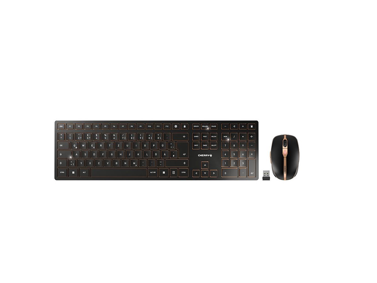 CHERRY DW 9100 SLIM toetsenbord Inclusief muis Universeel RF-draadloos + Bluetooth QWERTZ Duits Zwart