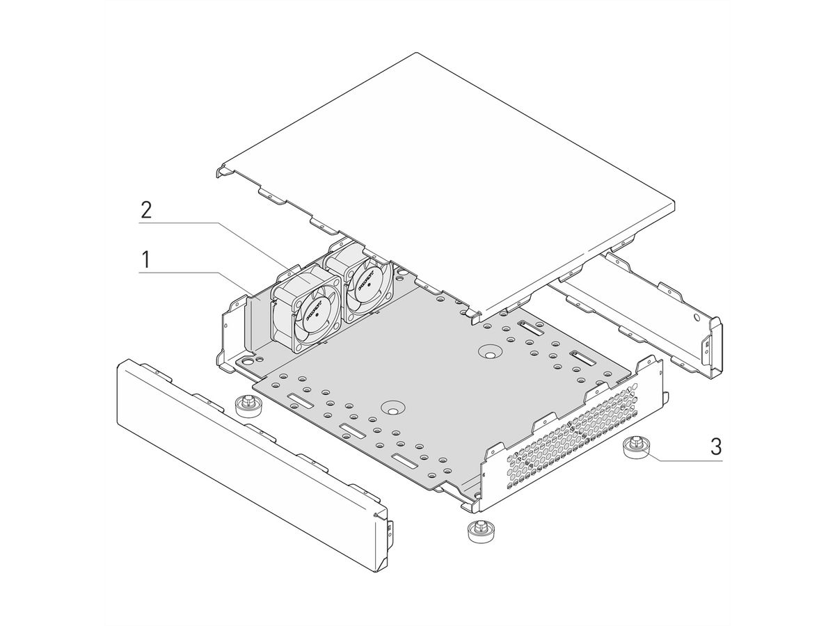 SCHROFF Interscale Mounting Plate With Built-In Fan Holder and Fans, 1 U, 19", 444W, 221D, 3 Fans (40 x 40 x 20)