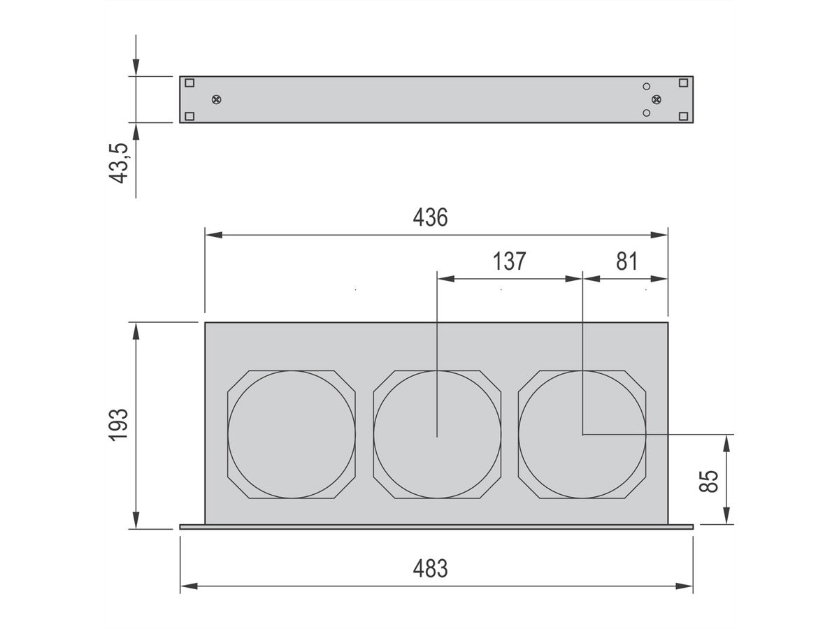 SCHROFF 19" ventilatoreenheid, 1 HE, 3 ventilatoren, 115 VAC