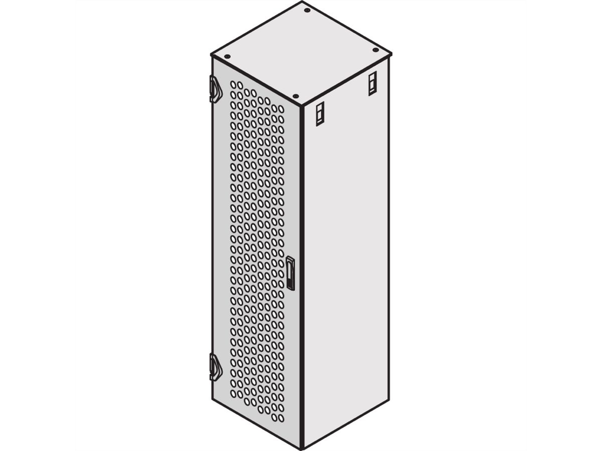 SCHROFF Varistar Perforated Steel Door, IP 20, 1 Point Locking, RAL 7021, 2200H 800W