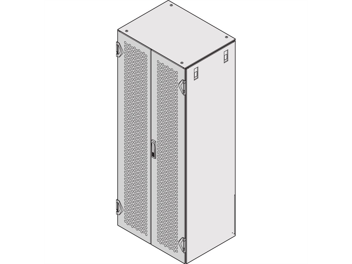 SCHROFF Varistar  Perforated Steel Door, IP 20, 3 Point Locking, 1400H 600W, RAL 7021