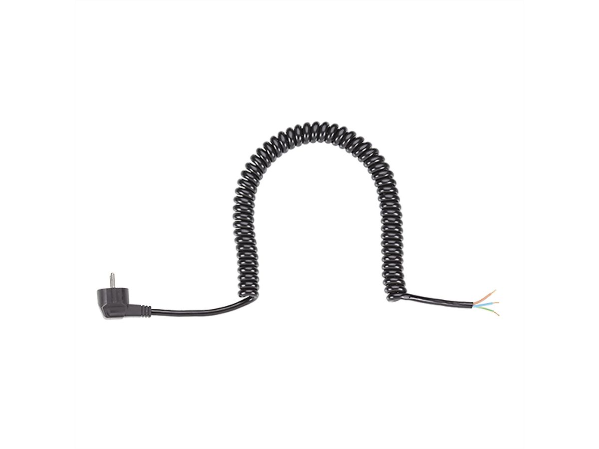 BACHMANN Spiraal kabel 3G1,5 0,5-2m , YMHY-J zwart aardecontact
