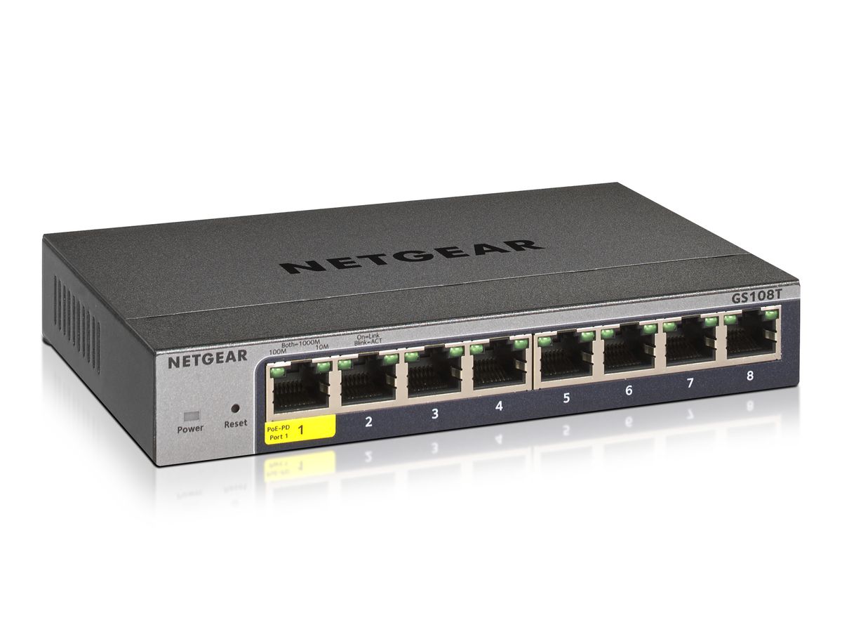 NETGEAR GS108Tv3 Managed L2 Gigabit Ethernet (10/100/1000) Grijs