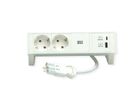 BACHMANN DESK2 ALU WHITE 2x earthing contact, USB Charger 22W A&C, 0.2m GST18