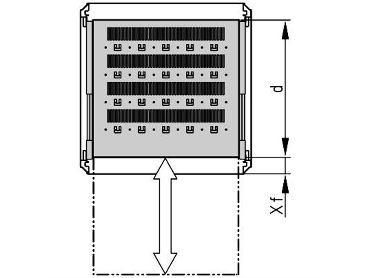 SCHROFF uitschuifbare universele plank voor Varistar, Novastar, Eurorack, 70 kg, RAL 7035, 800W 800D