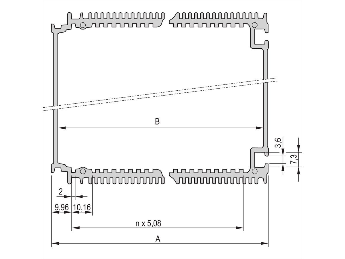 SCHROFF HF Frame Type Plug-In Unit Body Tube, 14 HP, 1000 mm