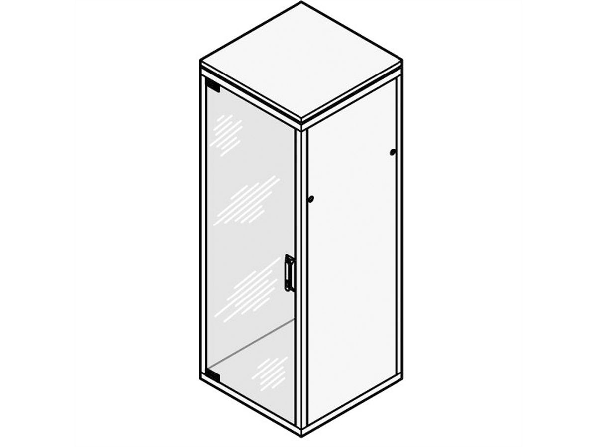 SCHROFF Eurorack Glass Door, 180° Opening Angle, 38 U 600W