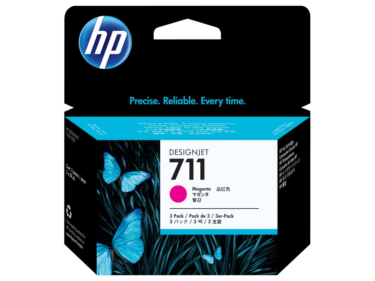 HP 711 3-pack 29-ml Magenta DesignJet Ink Cartridges