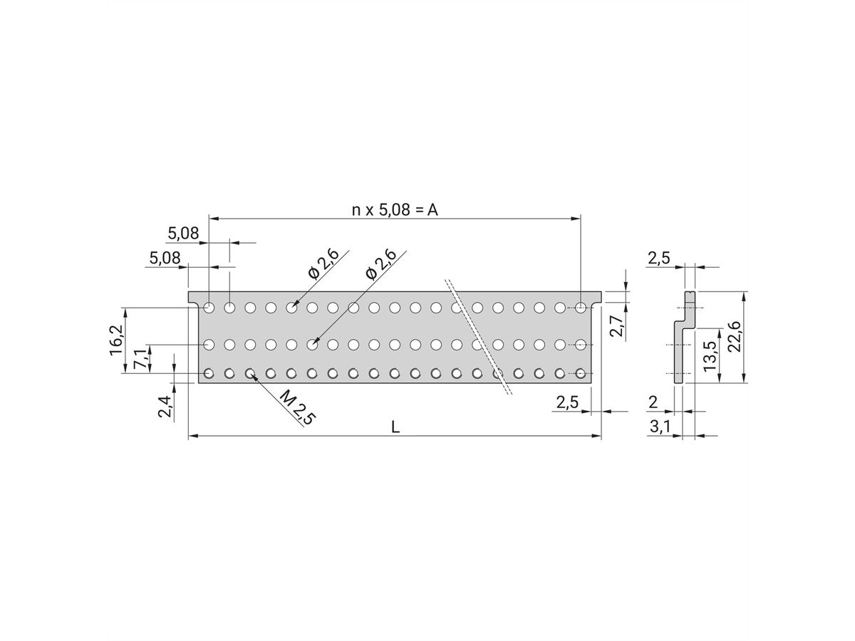 SCHROFF Z-rail voor verbindingsstuk, EN 60603-2, 40 HP