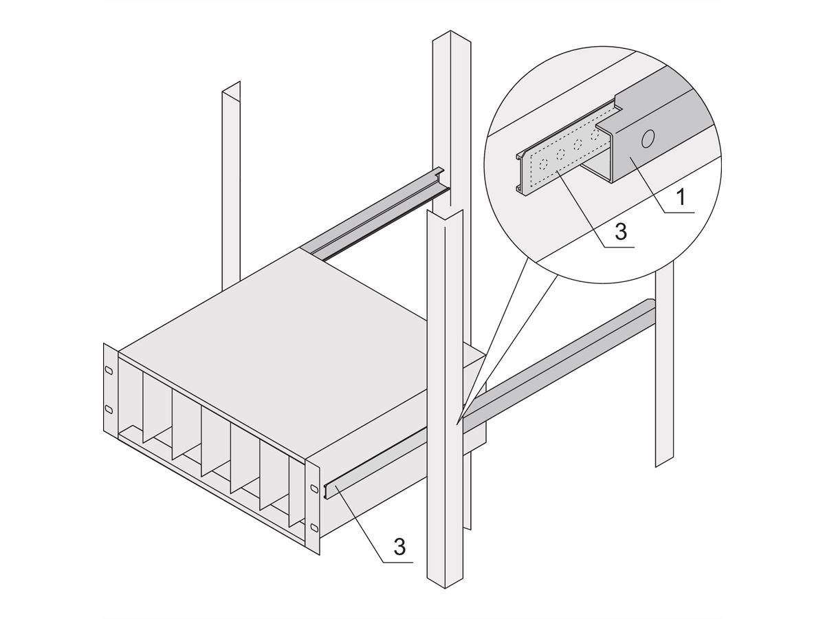 SCHROFF Telescopic Slides C-Profile for Cabinet for Fitting Varistar, 1000 mm