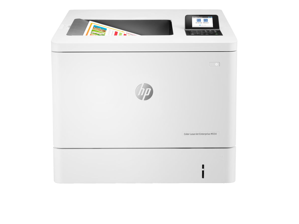 HP Color LaserJet Enterprise M554dn printer, Kleur, Printer voor Print, Printen via de USB-poort aan voorzijde, Dubbelzijdig printen