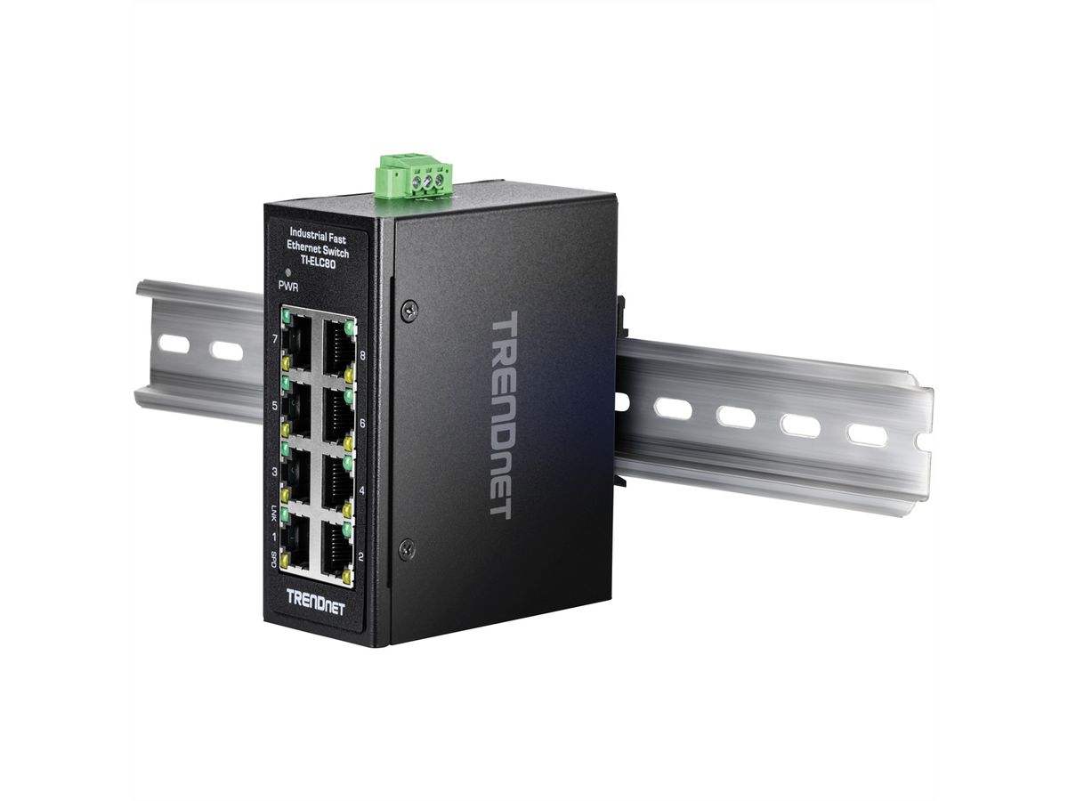 TRENDnet TI-ELC80 8-poorts Ethernet Mini Switch Industriële DIN-rail