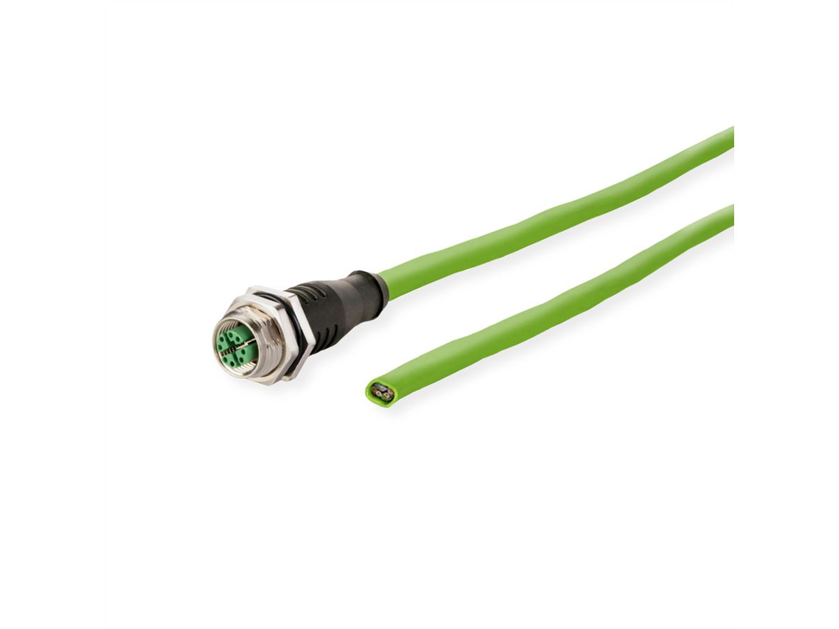 METZ CONNECT M12 Industrial Ethernet cable, X-coded, M12 jack straight - free line end, PUR, 5 m