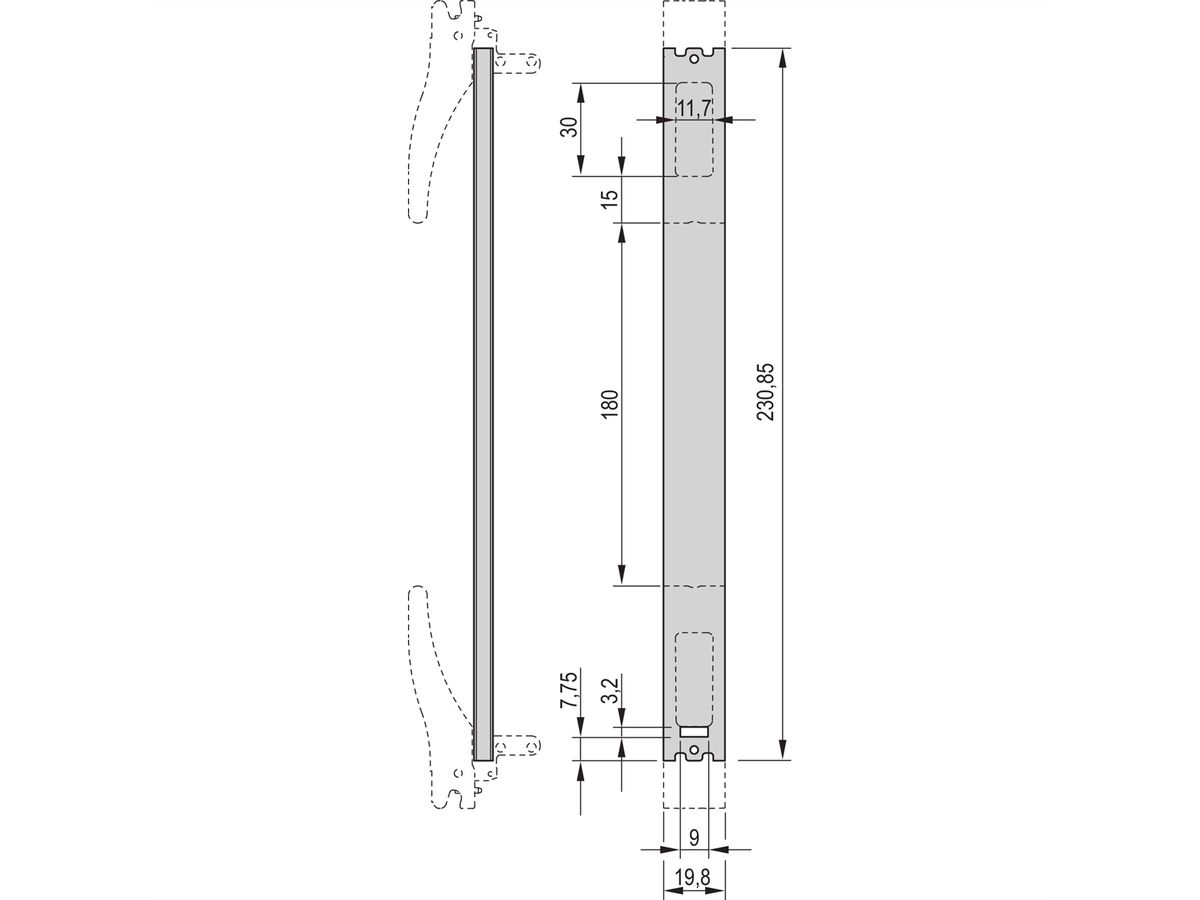 SCHROFF Plug-In Unit U-Profile Front Panel for XL Handle, 6 U, 4 HP, 2.5 mm, Al, Front Anodized, Rear Conductive