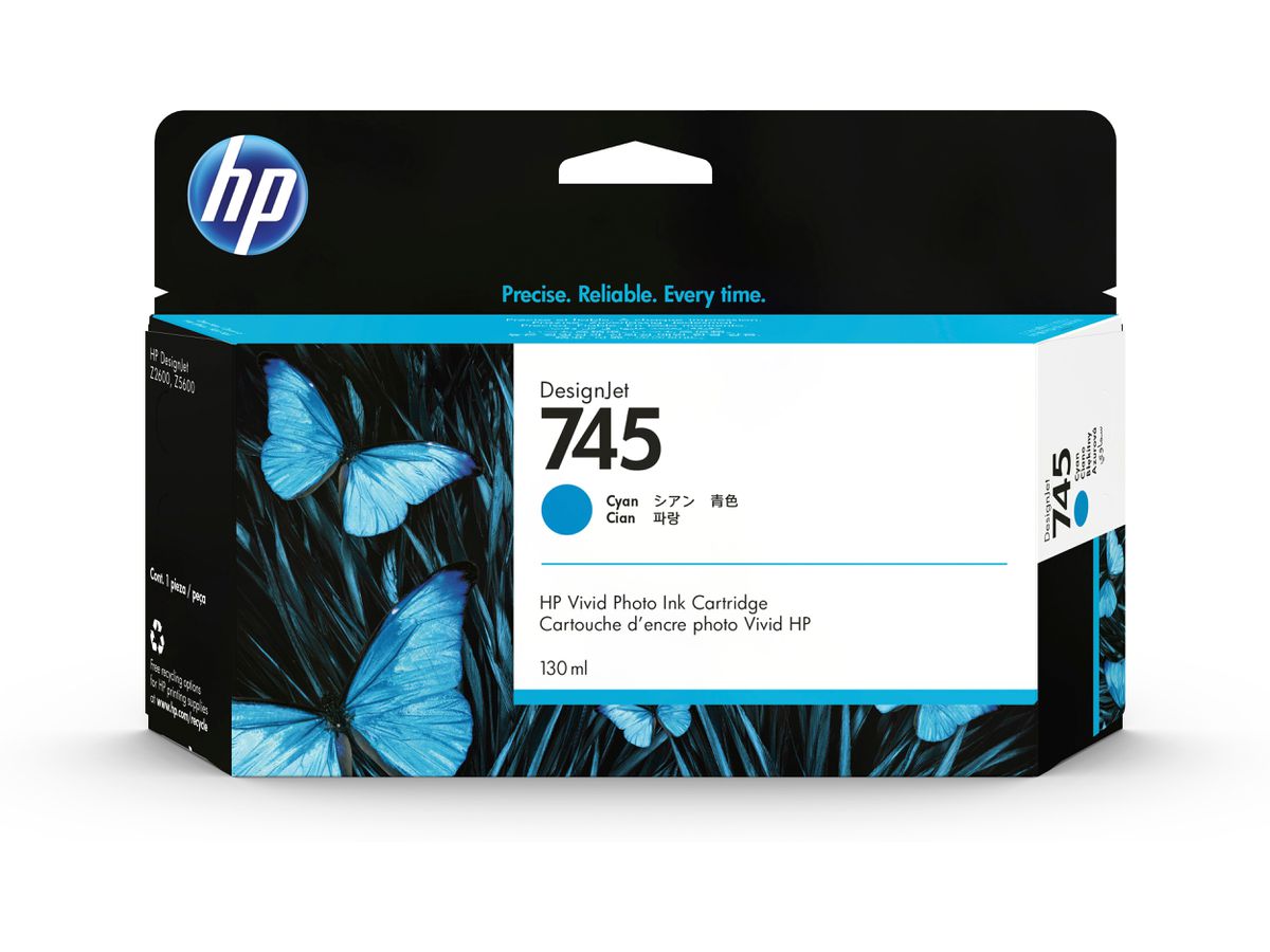 HP 745 130-ml DesignJet Cyan Ink Cartridge