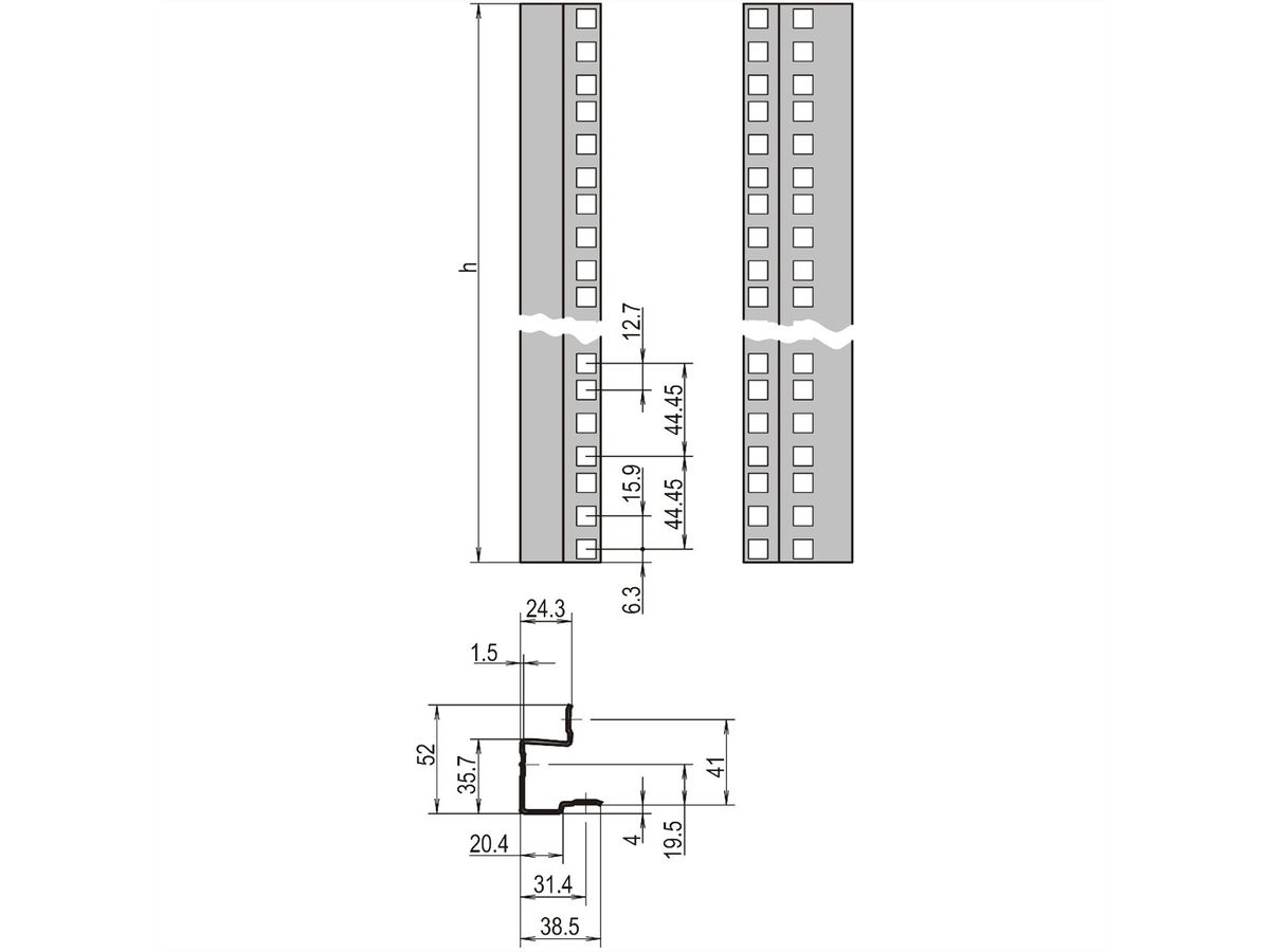 SCHROFF Deurpaneel/schuifmontage 19", 43 U, AlZn