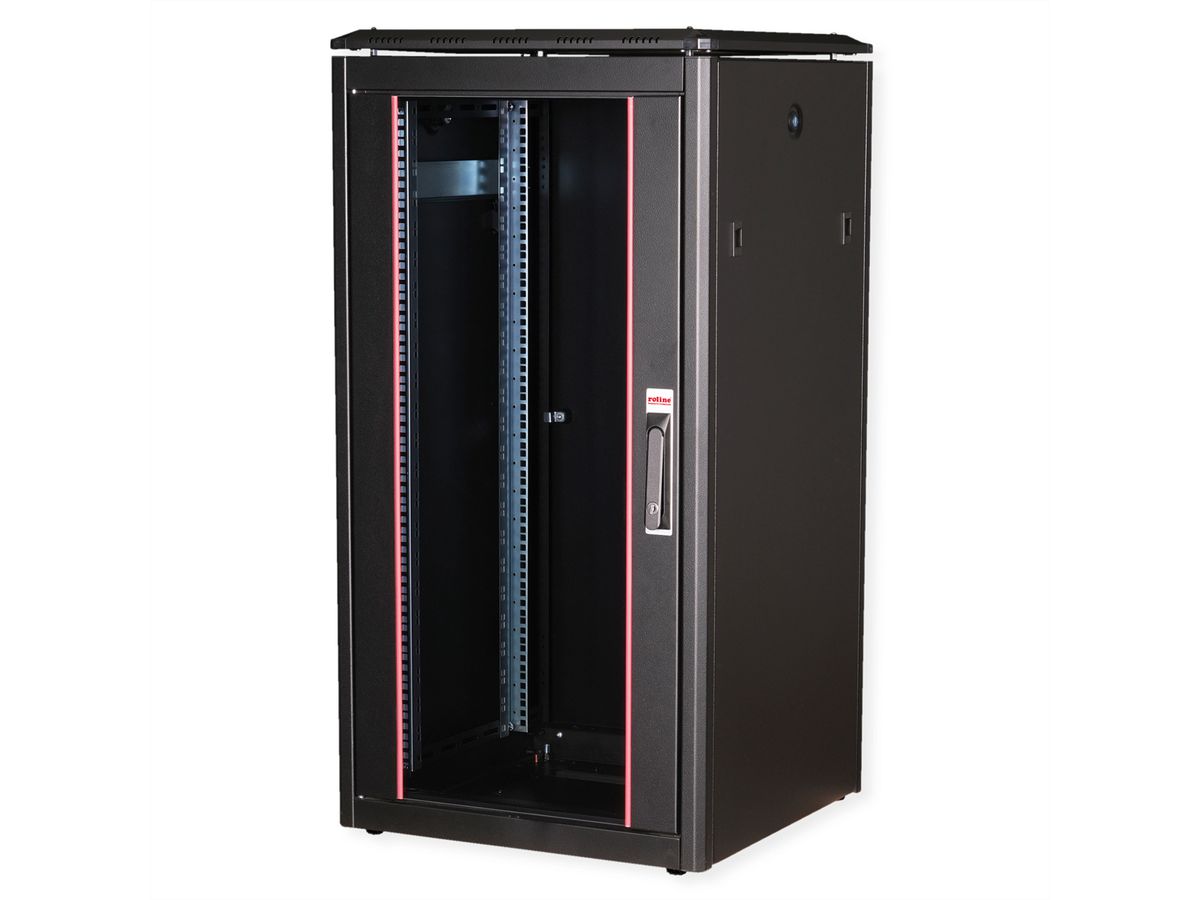 ROLINE 19-inch netwerkkast Pro 22 U, 600x600 BxD Glazen deur zwart