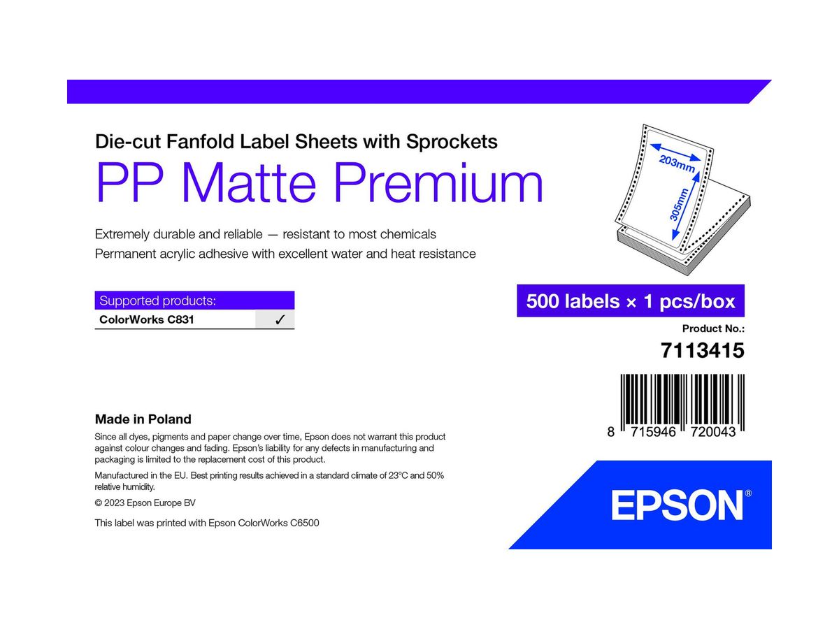 Epson 7113415 printer label White Self-adhesive printer label