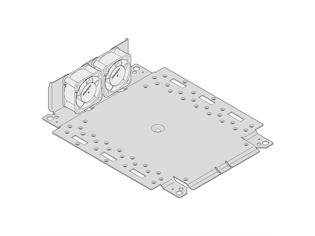 SCHROFF Interscale Montageplaat Met Inbouw Ventilatorhouder en Ventilatoren, 2 HE, 221W, 221D, 1 Ventilator (80 x 80 x 25)