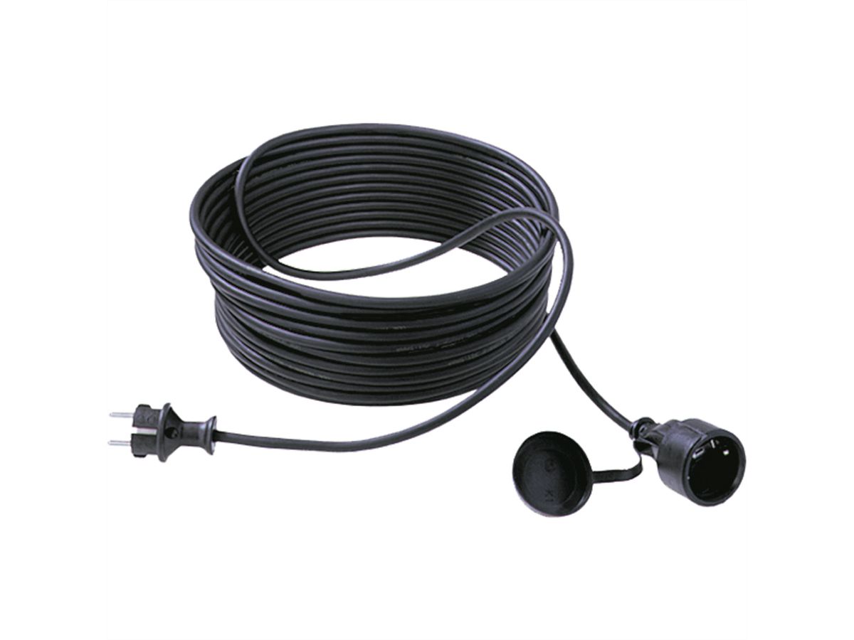 BACHMANN Verleng kabel 3G1,5mm² zwart, 10m, H07RR-F rubber beschermcontact