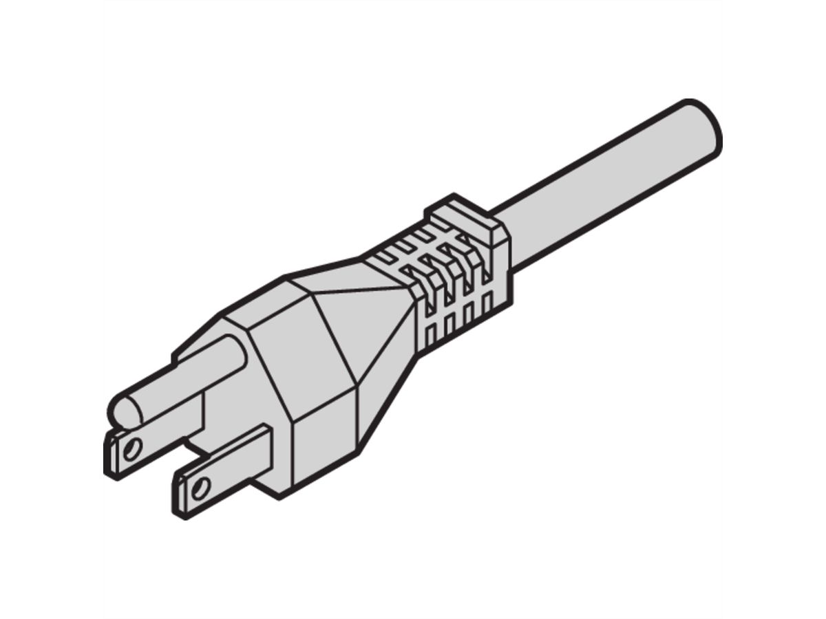 SCHROFF Mains Cable, USA to IEC C13, 2.5 m, Black