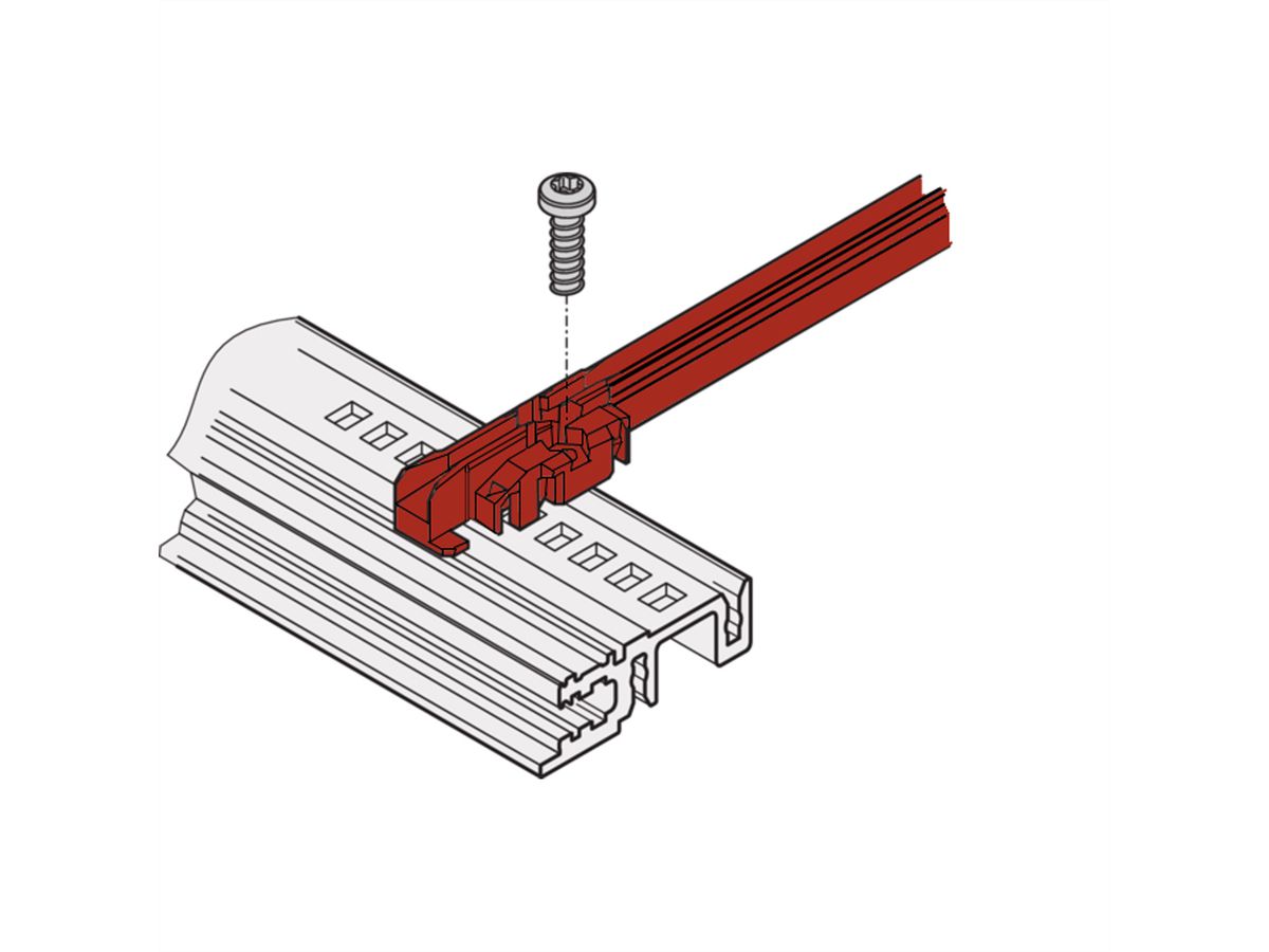 SCHROFF Guide Rail Standard Type, PC, 220 mm, 2 mm Groove Width, Red