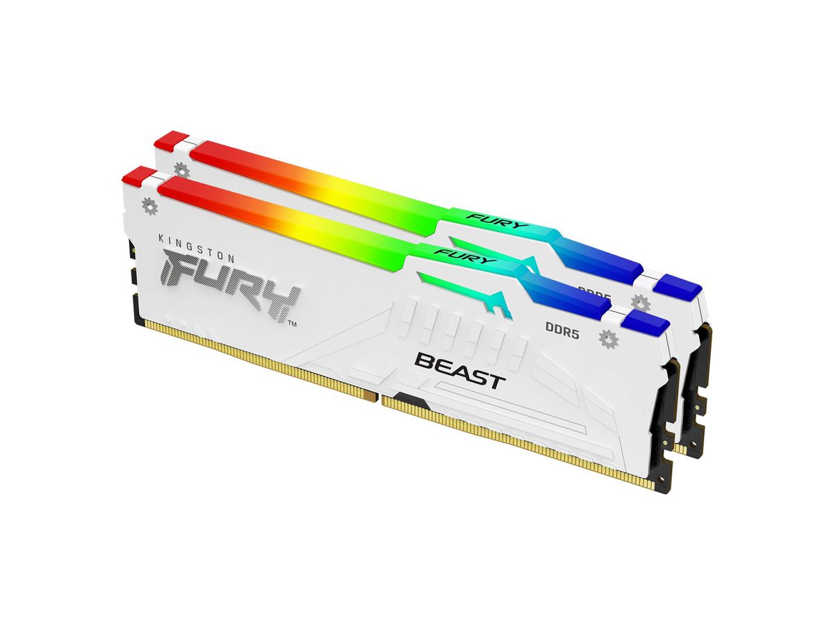 Kingston Technology FURY Beast 64GB 6000MT/s DDR5 CL36 DIMM (Kit of 2) White RGB EXPO