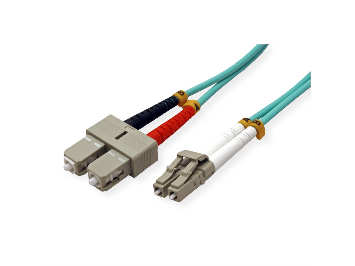VALUE Fibre Optic Jumper Cable, 50/125µm, LC/SC, OM3, turquoise, 0.5 m