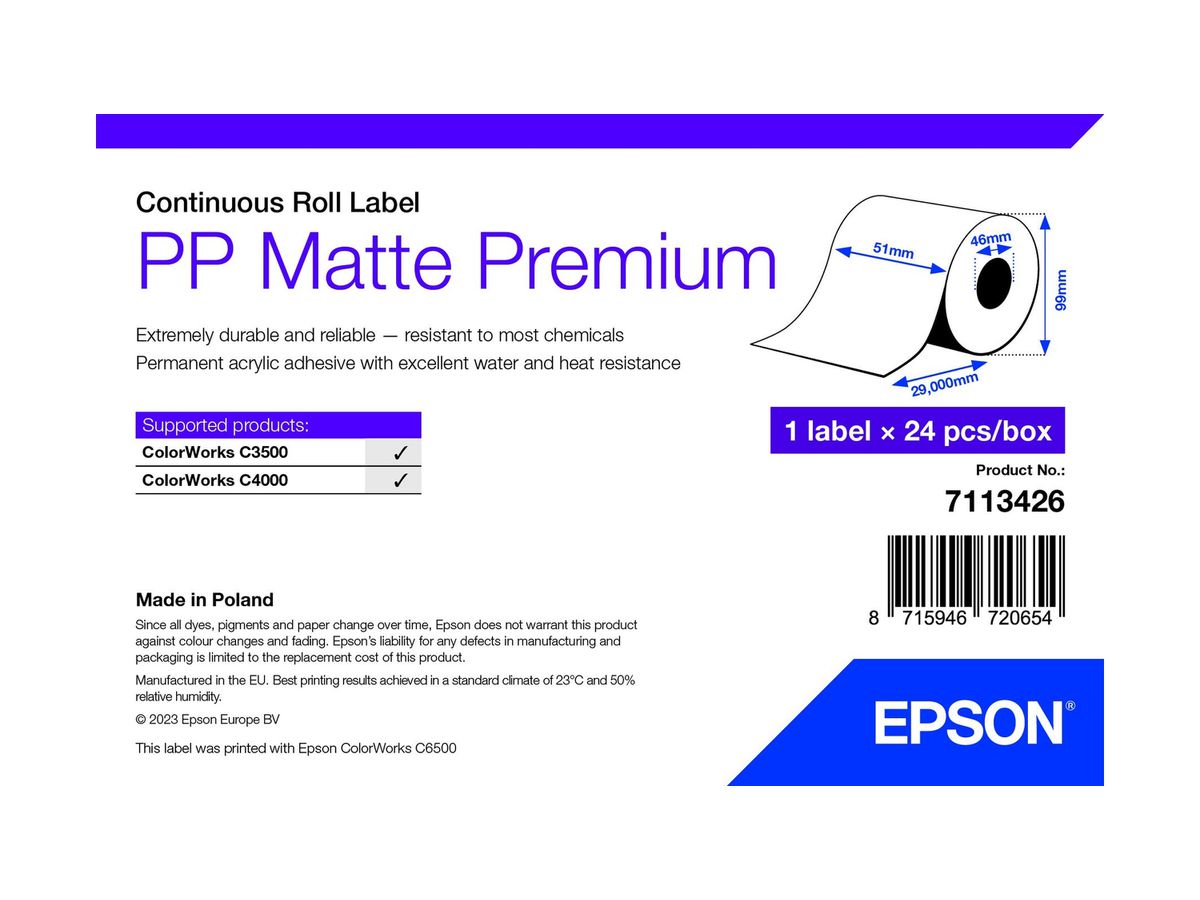 Epson 7113426 printer label White Self-adhesive printer label