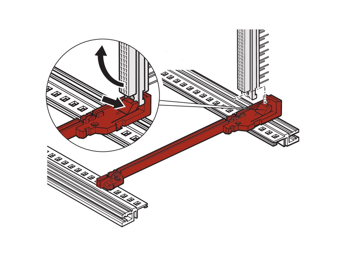 SCHROFF geleiderail accessoire type, voor DIN-aansluiting montage, kunststof, 220 mm, 2 mm groefbreedte, grijs, 10 stuks