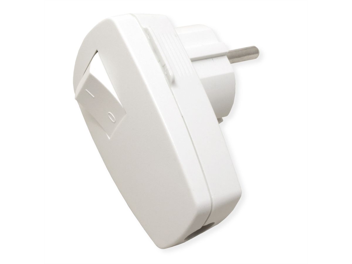 BACHMANN earthing contact plug, white, can be switched off Rocker switch 2-p