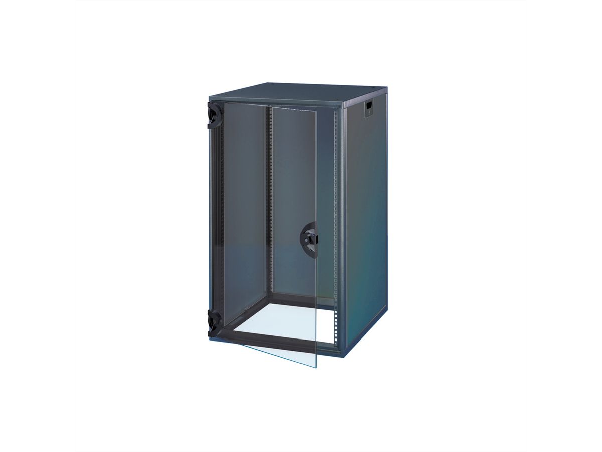 SCHROFF Novastar Cabinet With Glazed Door and Rear Panel, Heavy-Duty, RAL 7021, 1967H 553W 800D