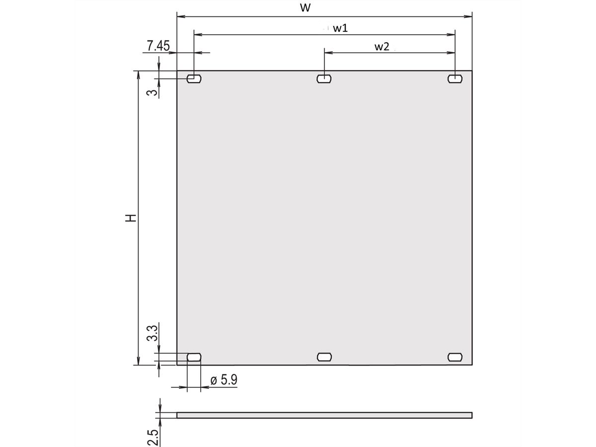 SCHROFF Front Panel, Unshielded, 3 U, 42 HP, 2.5 mm, Al, Anodized, Untreated Edges