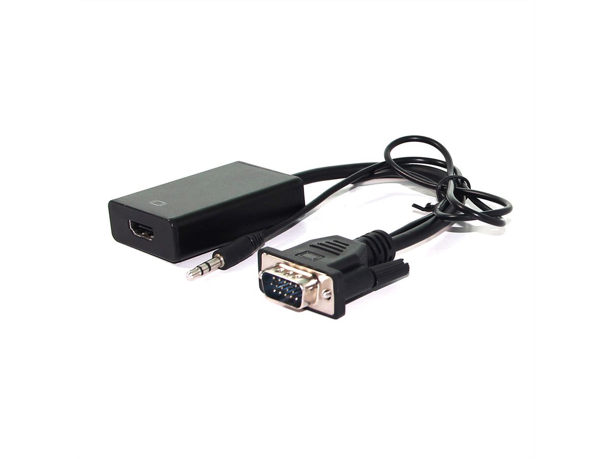 VGA to HDMI adapter cable, 0.15 m, black (A-VGA-HDMI-01)