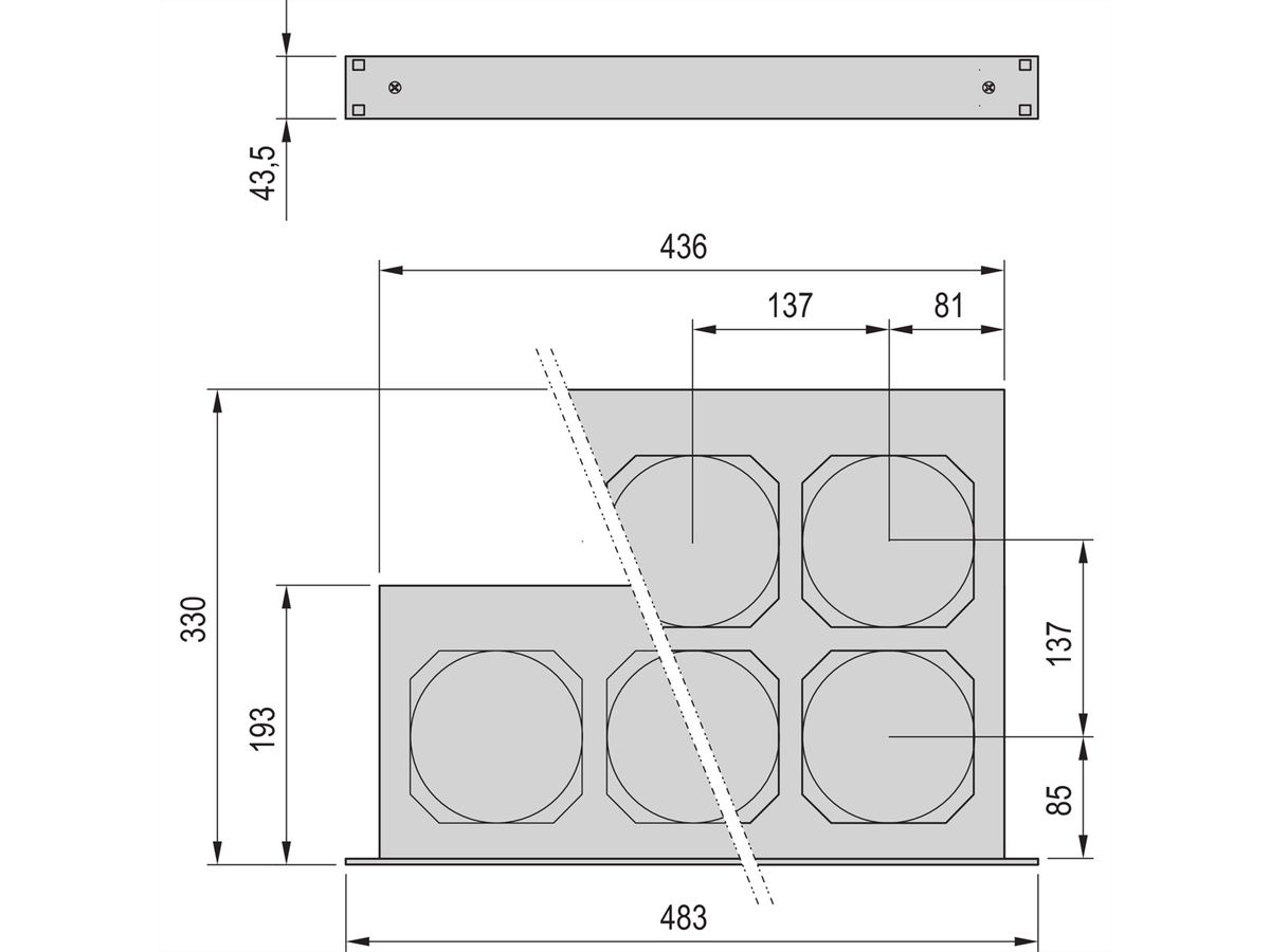 SCHROFF 19" ventilatoreenheid, 1 HE, 6 ventilatoren, 1 HE, 24 VDC