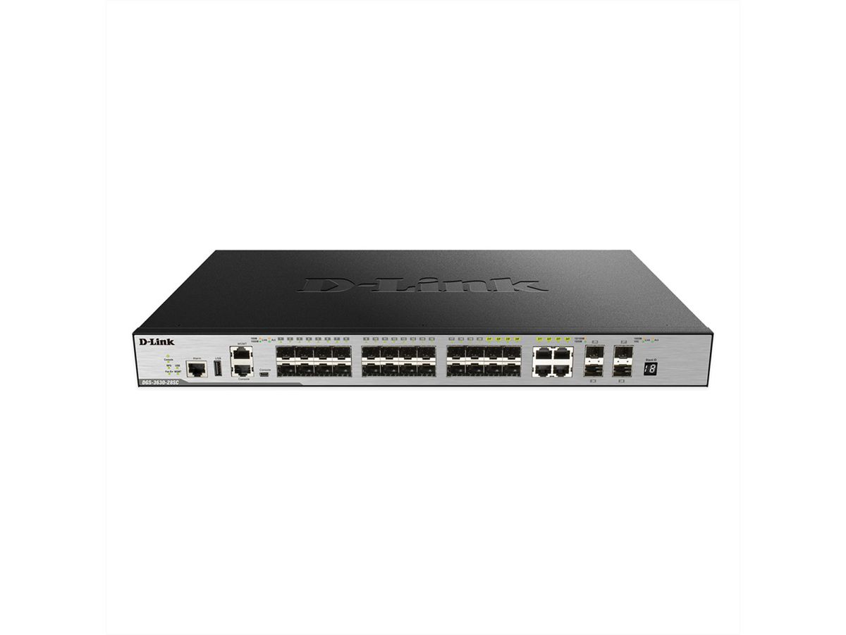 D-Link DGS-3630-28SC/SI/E 28-Poorts Layer 3 Fiber Gigabit Stack Switch (SI)