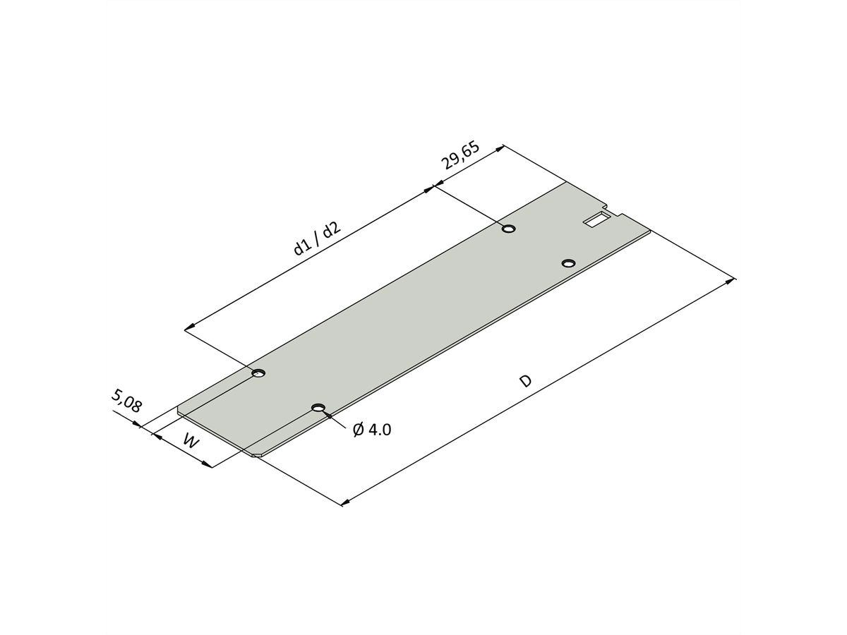 SCHROFF afdekplaat voor insteekmodule met frame, zonder perforatie, 14 pk, 227 mm