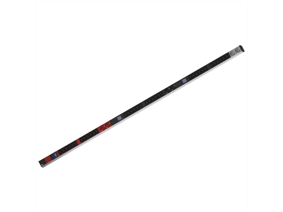 BACHMANN BN0500 19" PDU 1U 36xC13, 6x earthing contact, power measurement, connection CEE 3x16A, red