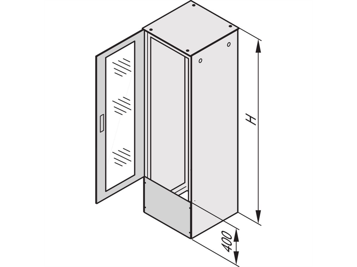 SCHROFF Varistar aansluitplaat voor verkort deur-/achterpaneel, IP 55, RAL 7021, 400H 600W