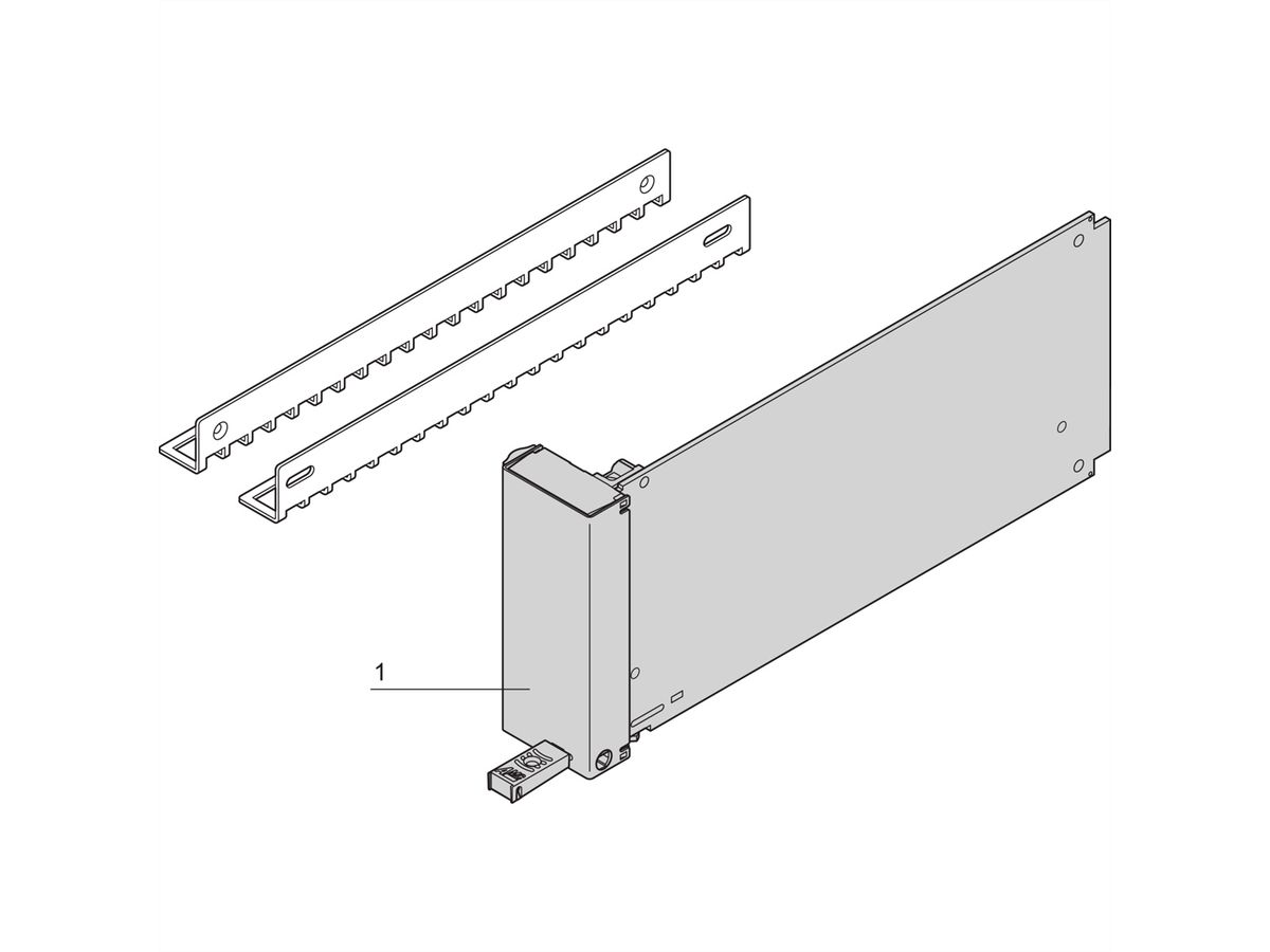 SCHROFF AMC Filler Module With Pull-Handle, Single Mid-Size, Stainless Steel