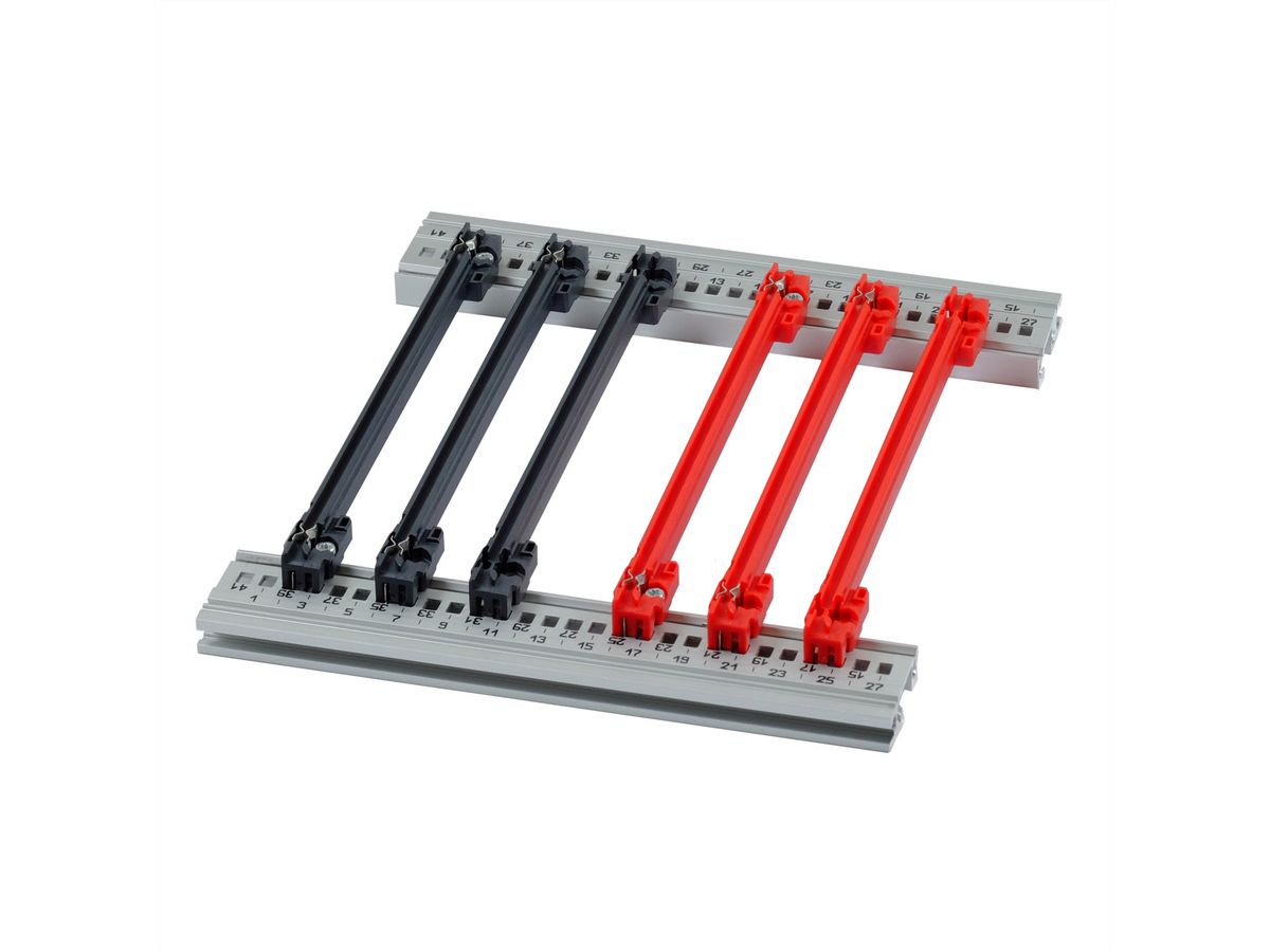 SCHROFF geleiderail accessoire type, PC, 160 mm, 2 mm groefbreedte, rood