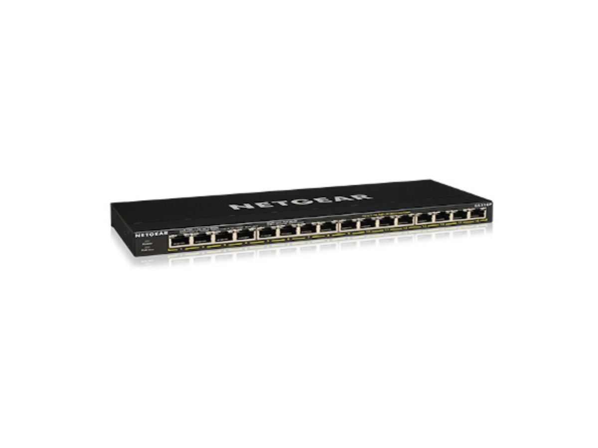 Netgear GS316P Unmanaged Gigabit Ethernet (10/100/1000) Power over Ethernet (PoE) Zwart