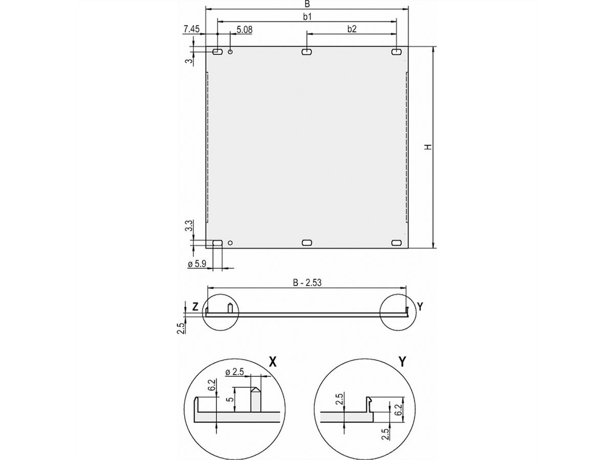 SCHROFF Front Panel, U-profile, Refrofit Shielding, 3 U, 10 HP, 2.5 mm, Al, Front Anodized, Rear Conductive