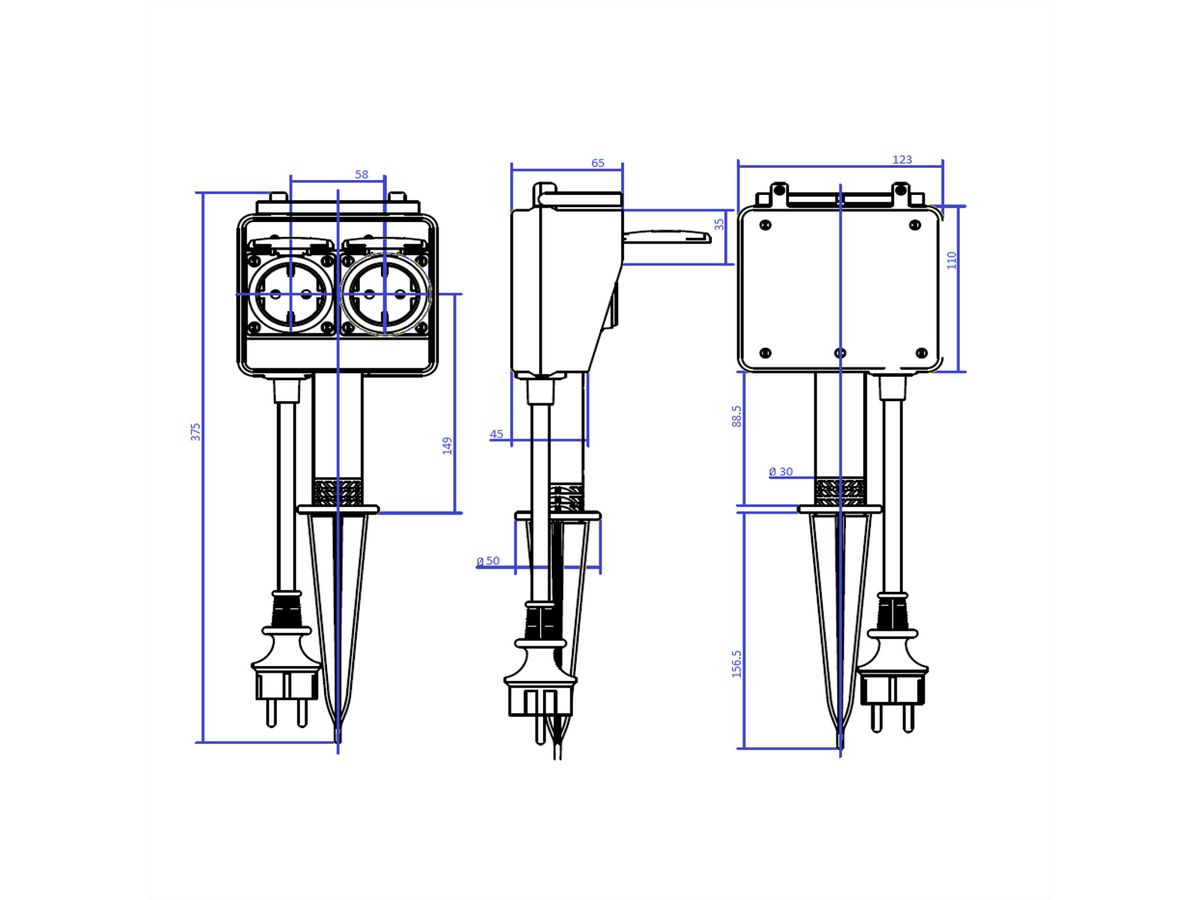 BACHMANN garden socket outlet with ground spike