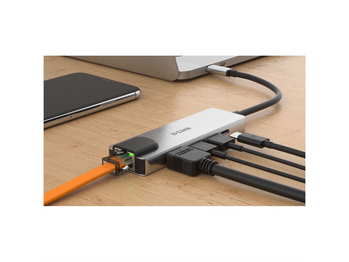 D-Link DUB-M520 USB-C 5-poorts USB 3.0 Hub met HDMI , Ethernet, USB-C oplaadpoort