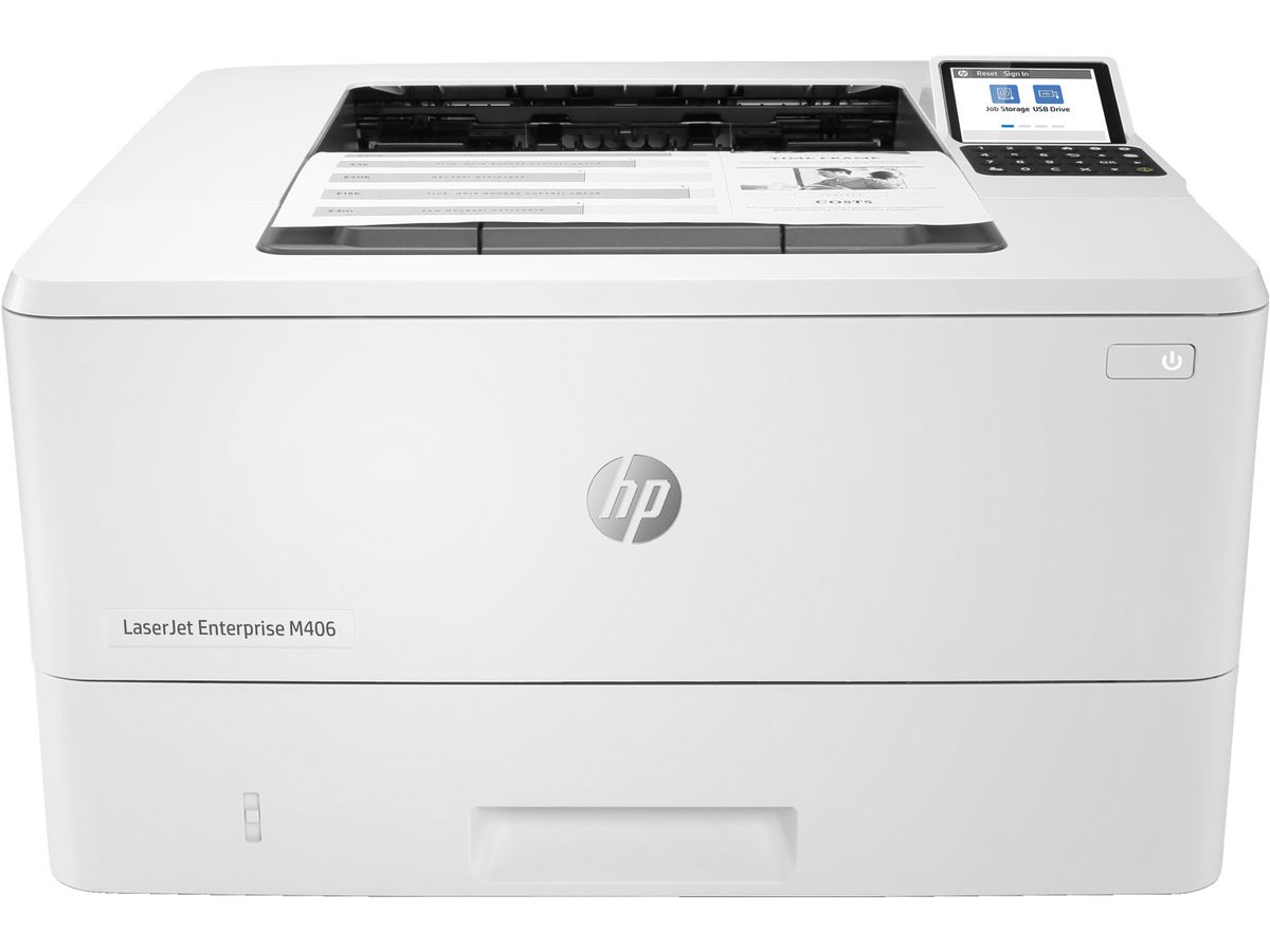HP LaserJet Enterprise M406dn, Zwart-wit, Printer voor Bedrijf, Print, Compact formaat, Optimale beveiliging; Dubbelzijdig printen; Energiezuinig; Printen via USB-poort aan voorzijde