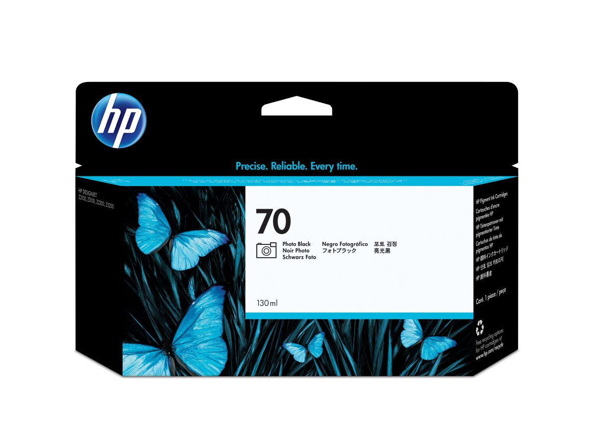 HP 70 zwarte DesignJet fotoinktcartridge, 130 ml
