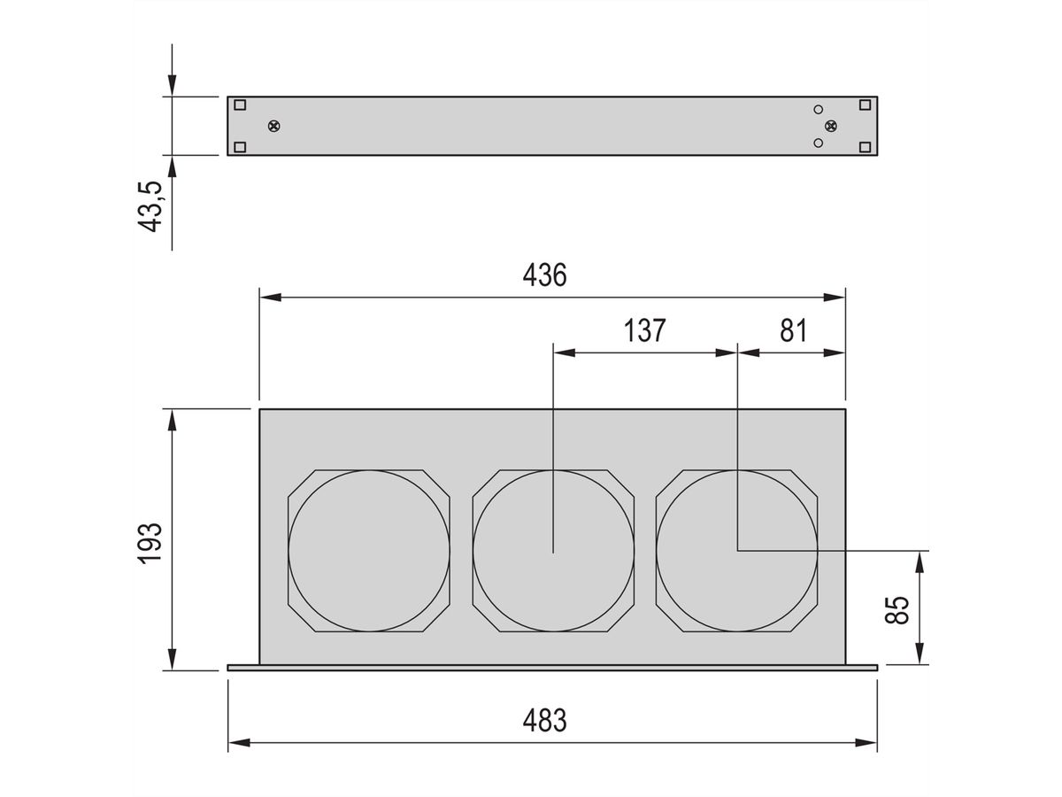 SCHROFF 19" Fan Unit Housing, 1 U for 3 Fans, 25 mm